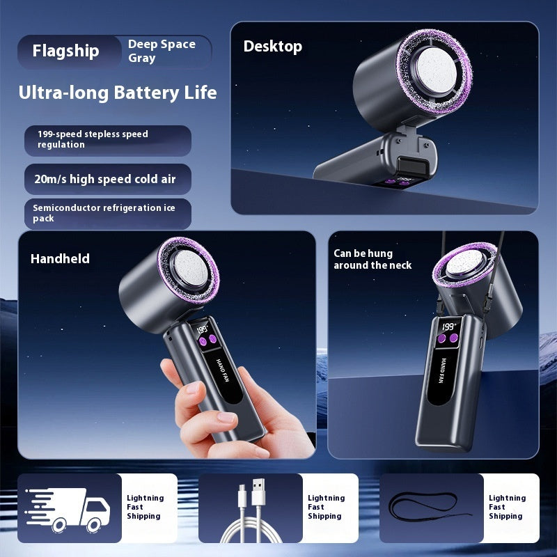 Portable mini fan.